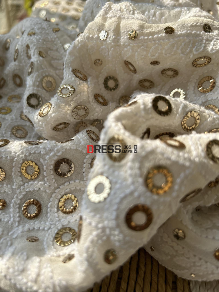 Ivory Ring Mukaish Chikankari Lehenga Set