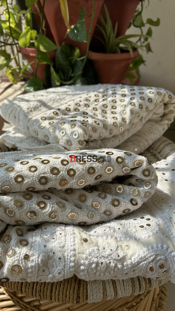 Ivory Ring Mukaish Chikankari Lehenga Set