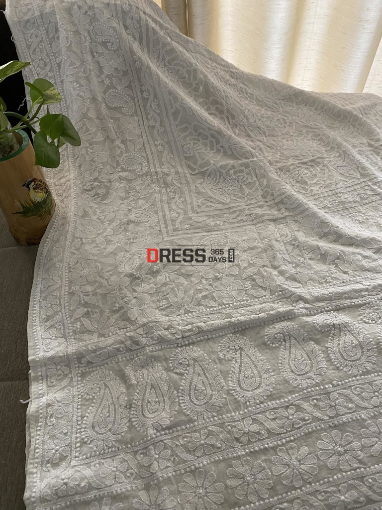 Ivory White Chikankari Dupatta