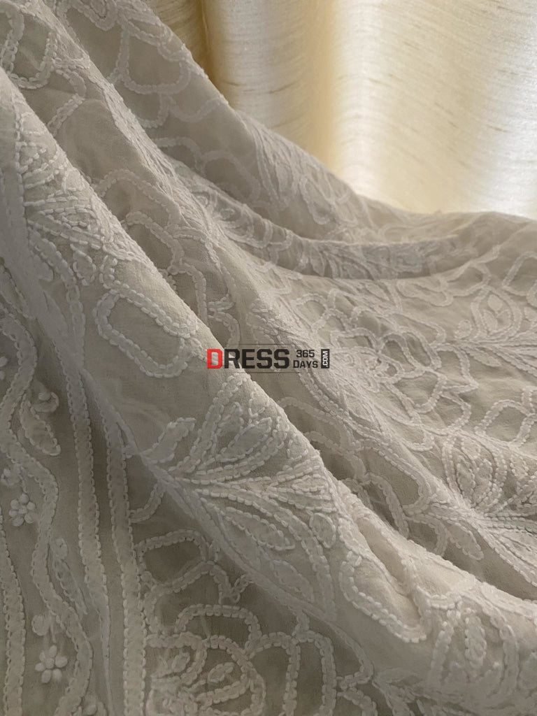 Ivory White Chikankari Dupatta