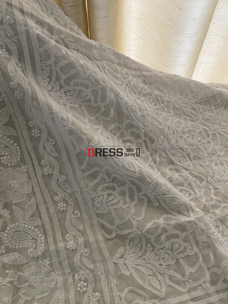 Ivory White Chikankari Dupatta