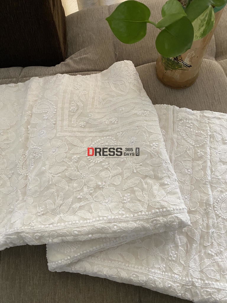 Ivory White Chikankari Dupatta