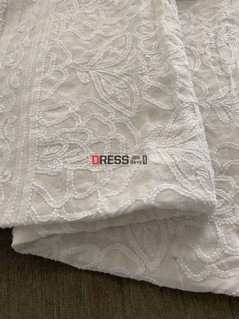 Ivory White Chikankari Dupatta