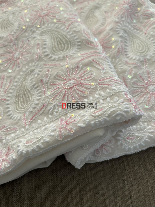 Ivory White Chikankari Pearl Cut Dana Suit Suits