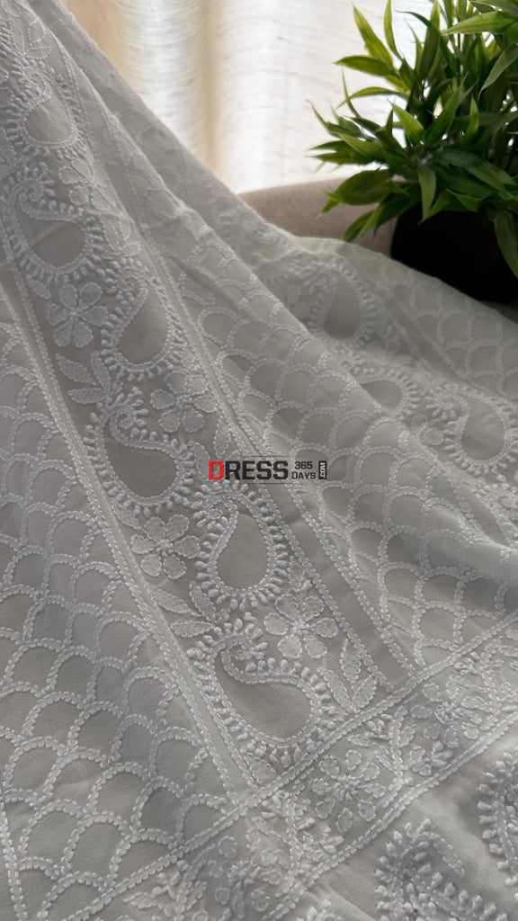 Ivory White Chikankari Suit (Kurta & Dupatta) Suits