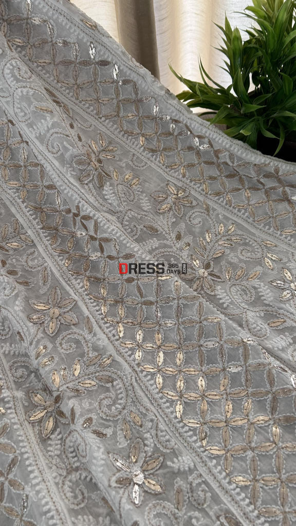 Ivory White Gota Patti Chikankari Anarkali Suit