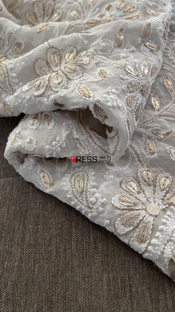 Ivory White Gota Patti Chikankari Dupatta