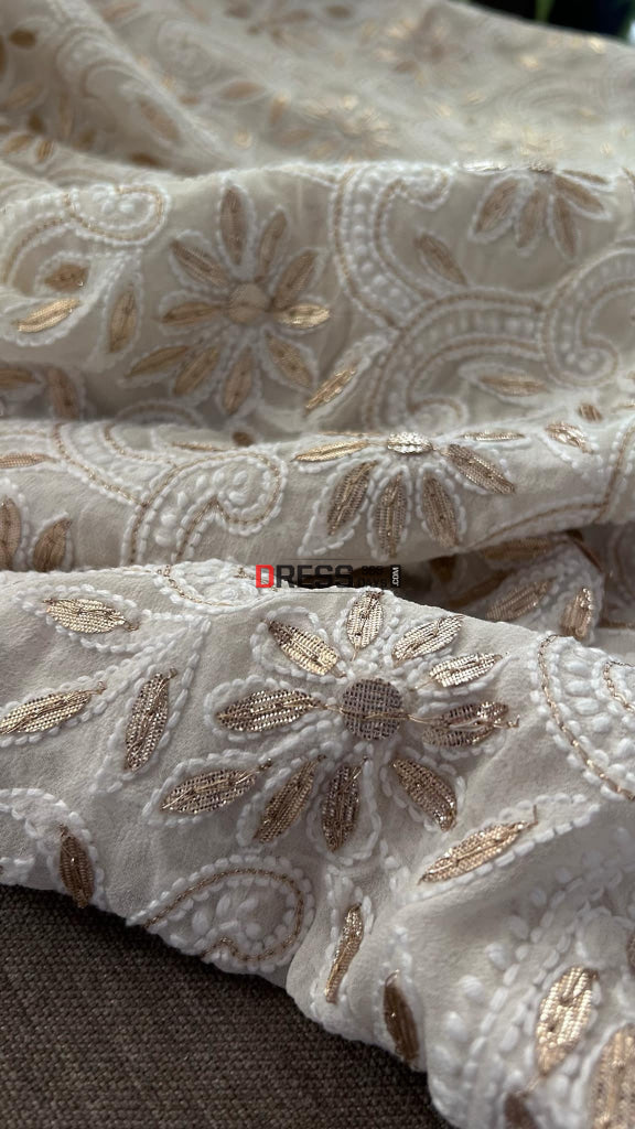 Ivory White Gota Patti Chikankari Dupatta Chikankari Dupatta