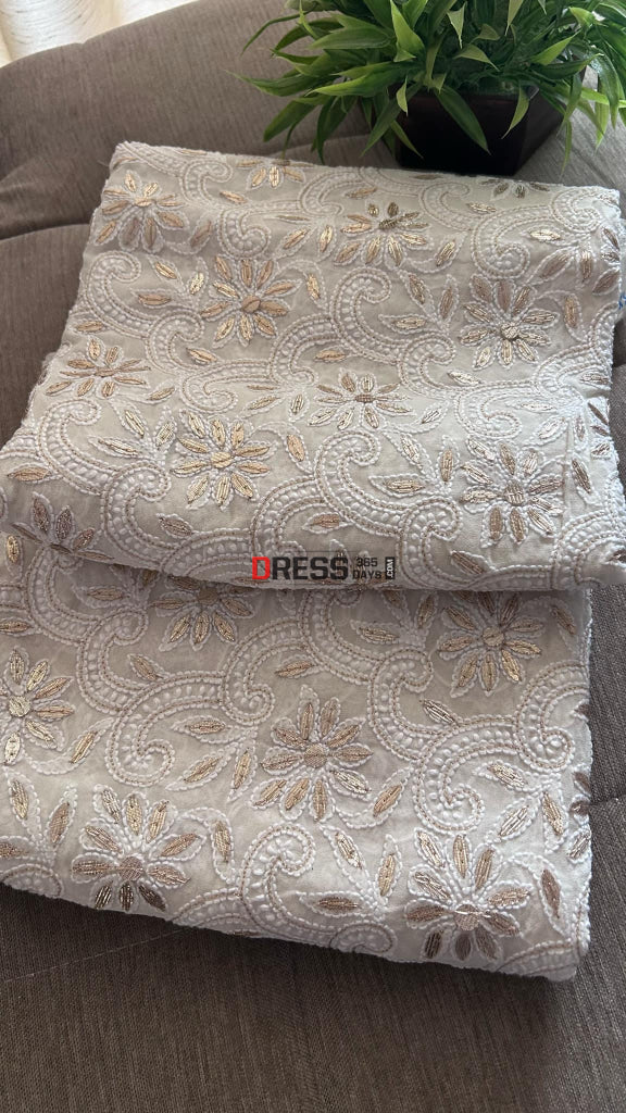 Ivory White Gota Patti Chikankari Dupatta Chikankari Dupatta