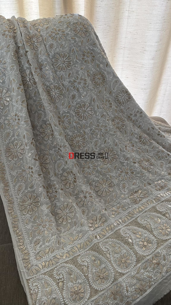 Ivory White Gota Patti Chikankari Dupatta