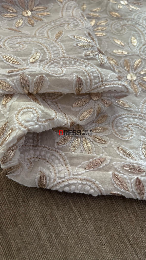 Ivory White Gota Patti Chikankari Dupatta Chikankari Dupatta