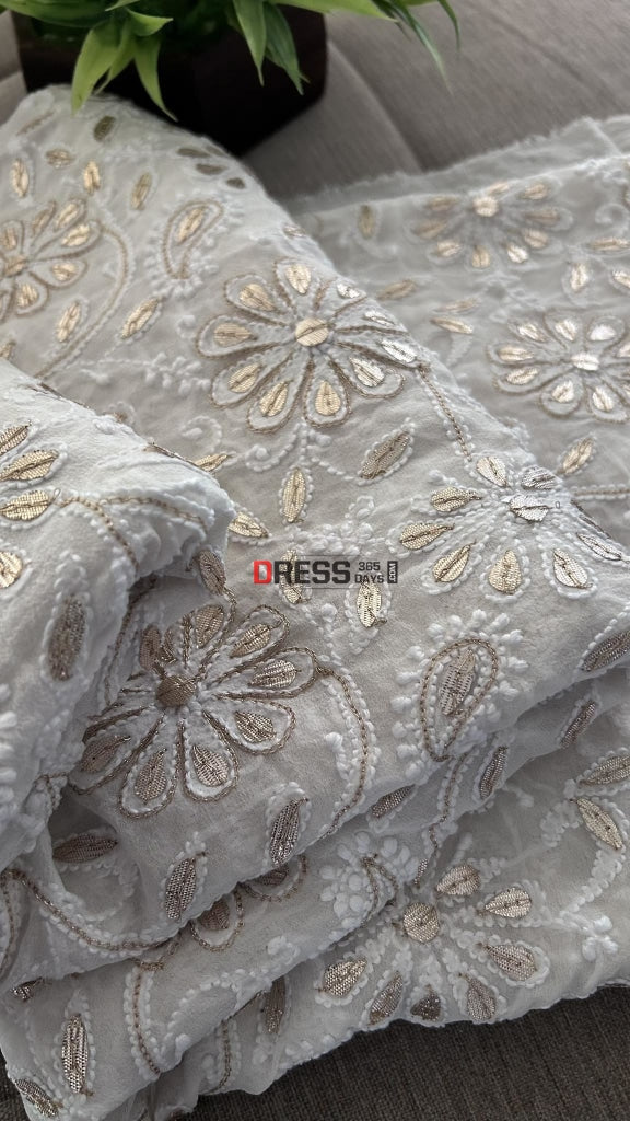 Ivory White Gota Patti Chikankari Dupatta