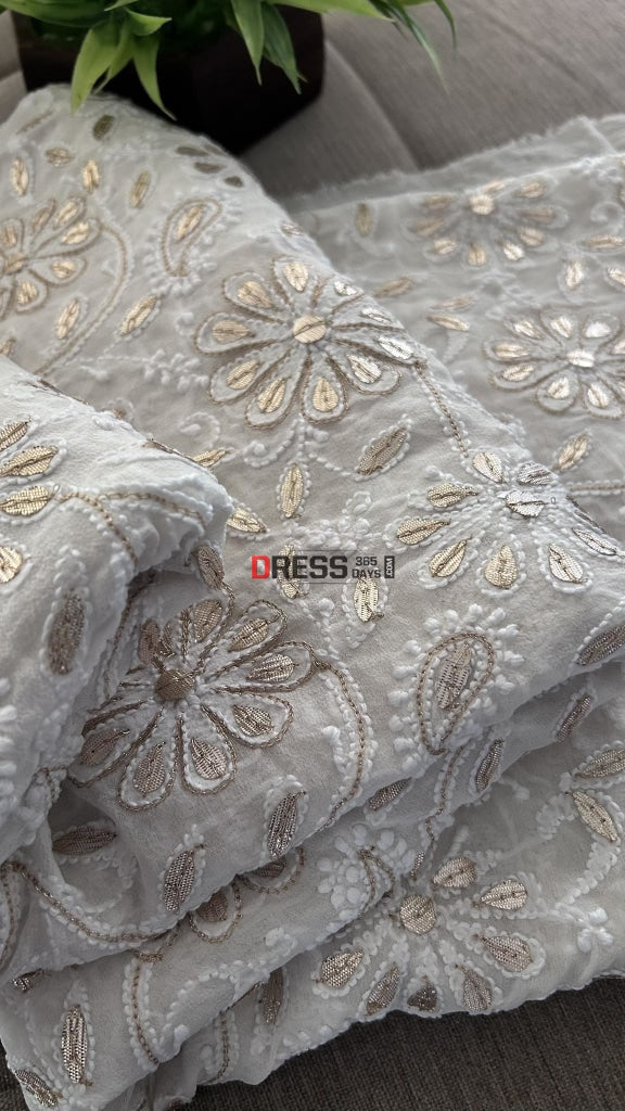 Ivory White Gota Patti Chikankari Dupatta