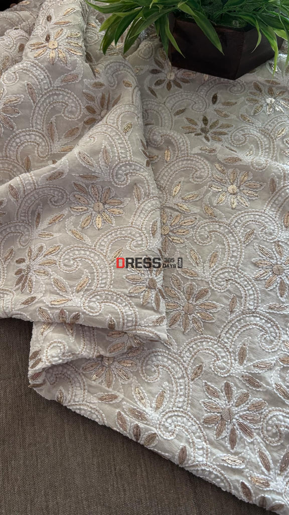 Ivory White Gota Patti Chikankari Dupatta Chikankari Dupatta