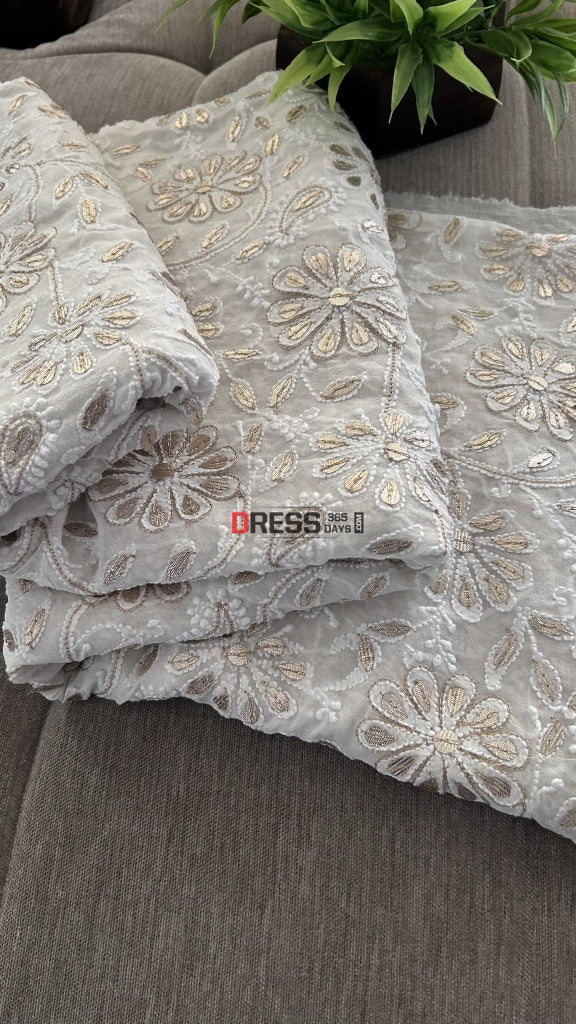 Ivory White Gota Patti Chikankari Dupatta