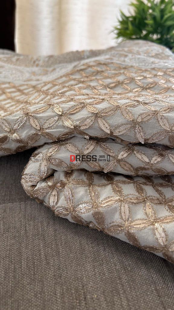 Ivory White Gota Patti Chikankari Saree