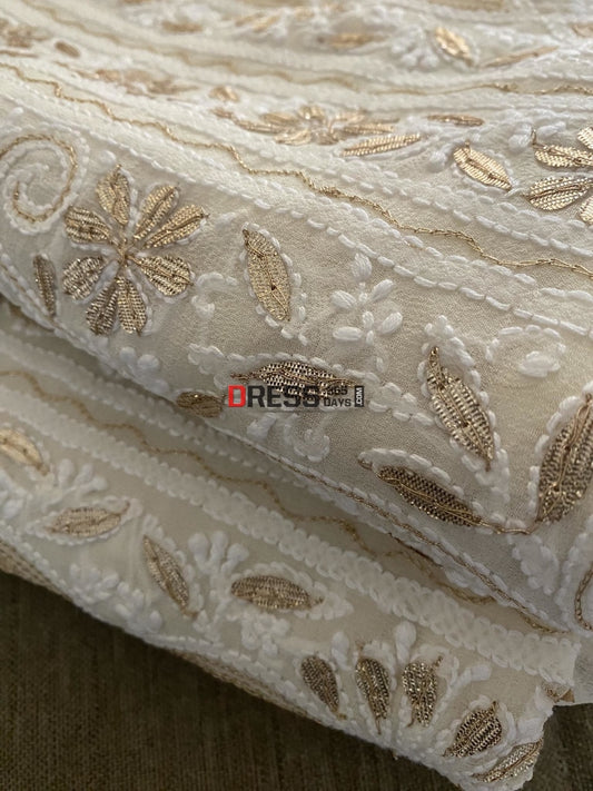 Ivory White Gota Patti Chikankari Suit Suits