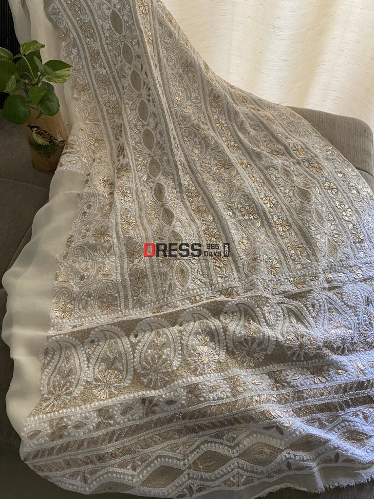 Ivory White Gota Patti Chikankari Suit Suits