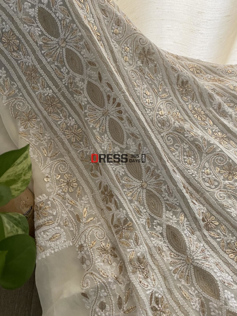 Ivory White Gota Patti Chikankari Suit Suits