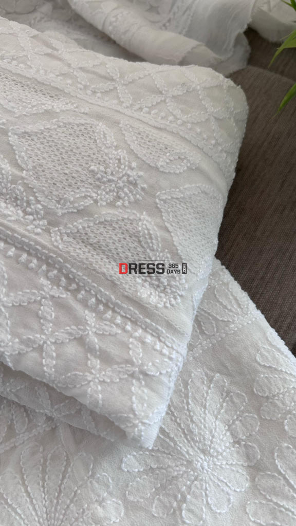 Ivory White Hand Jaali Chikankari Anarkali Suit Chikankari Anarkali