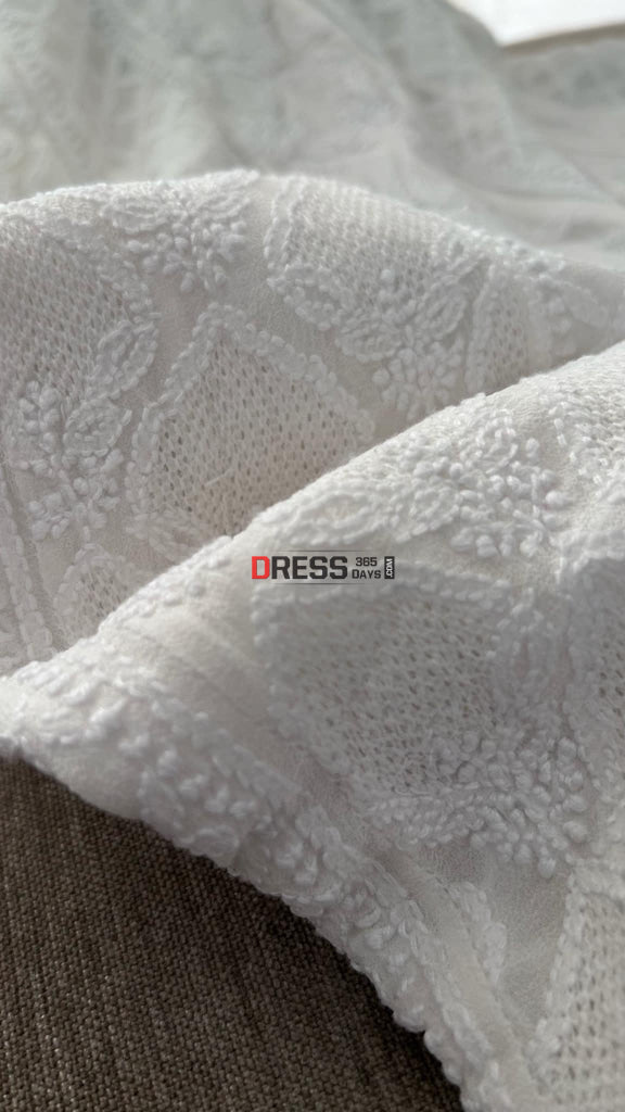 Ivory White Hand Jaali Chikankari Anarkali Suit Chikankari Anarkali
