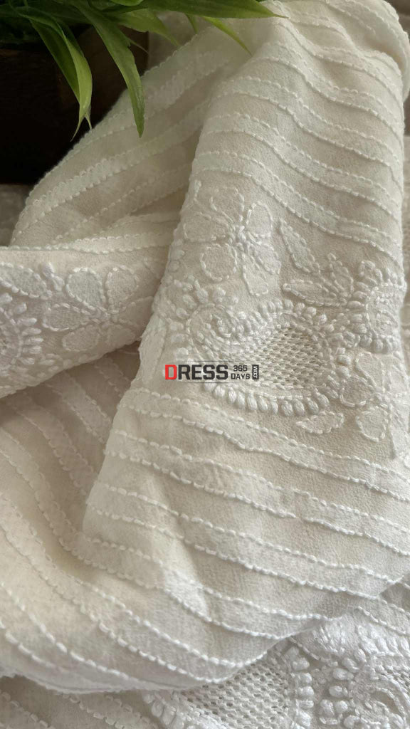 Ivory White Hand Jaali Chikankari Dupatta Chikankari Dupatta