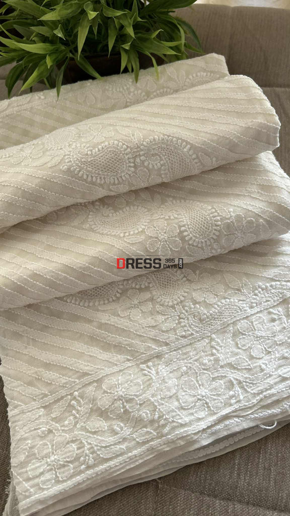 Ivory White Hand Jaali Chikankari Dupatta Chikankari Dupatta
