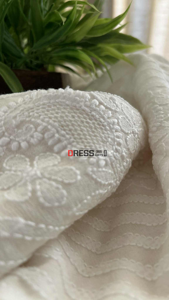 Ivory White Hand Jaali Chikankari Dupatta Chikankari Dupatta