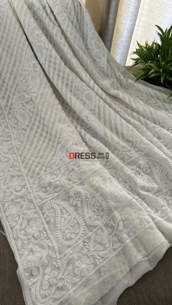 Ivory White Hand Jaali Chikankari Dupatta Chikankari Dupatta