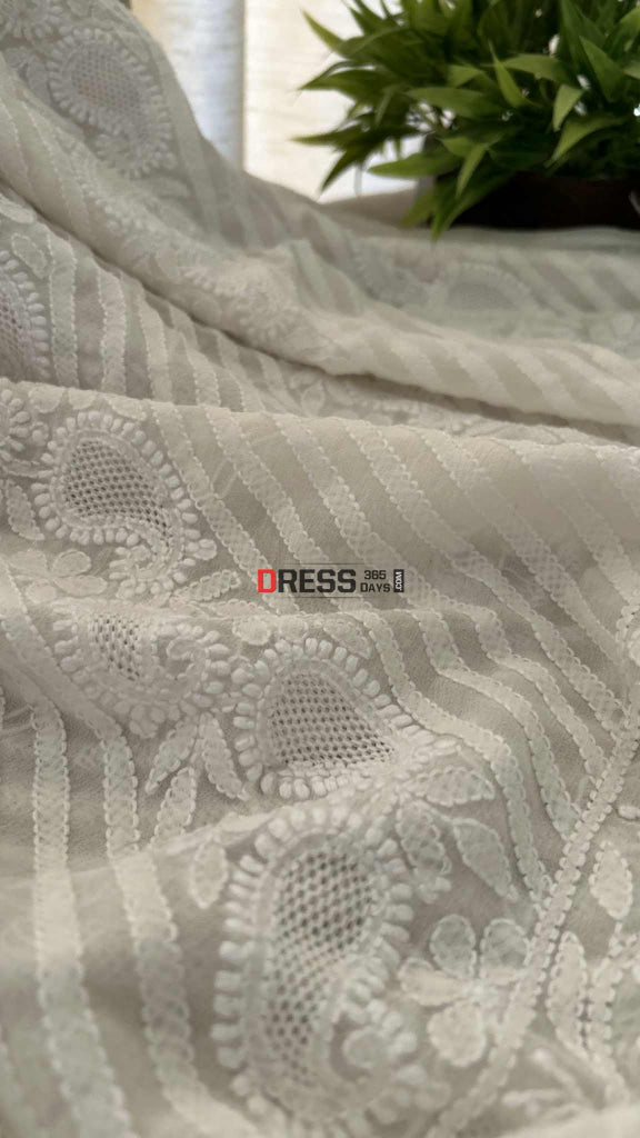 Ivory White Hand Jaali Chikankari Dupatta Chikankari Dupatta