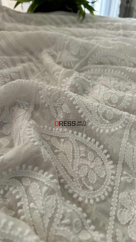 Ivory White Hand Jaali Chikankari Dupatta Chikankari Dupatta