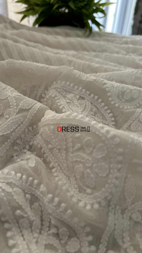 Ivory White Hand Jaali Chikankari Dupatta Chikankari Dupatta