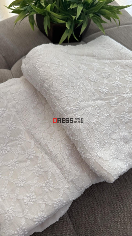 Ivory White Hand Jaali Chikankari Kurta Dupatta Set Suits