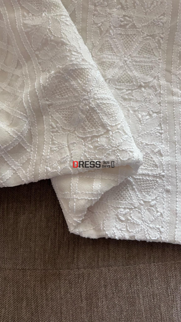 Ivory White Hand Jaali Chikankari Kurta Dupatta set Chikankari Suits