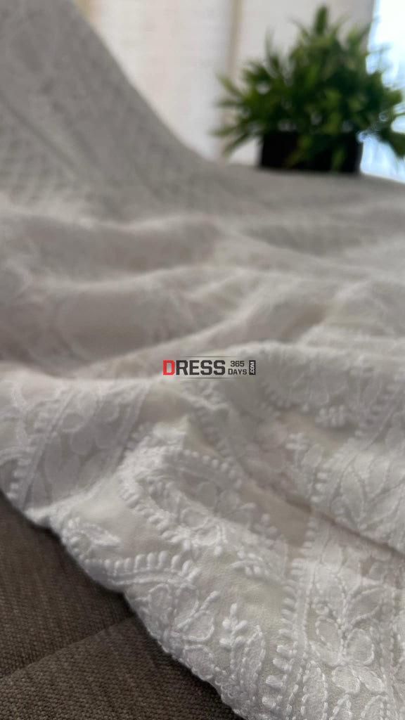 Ivory White Hand Jaali Chikankari Kurta Dupatta set Chikankari Suits