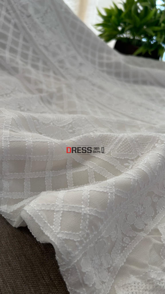 Ivory White Hand Jaali Chikankari Kurta Dupatta set Chikankari Suits