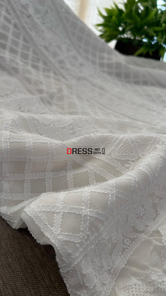 Ivory White Hand Jaali Chikankari Kurta Dupatta set Chikankari Suits