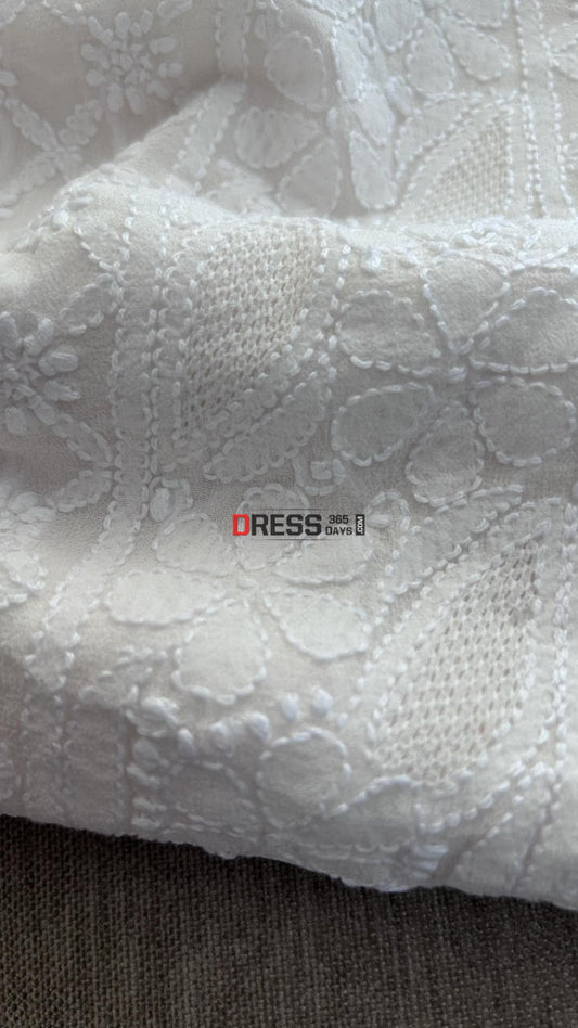 Ivory White Hand Jaali Chikankari Kurta Dupatta Set Suits