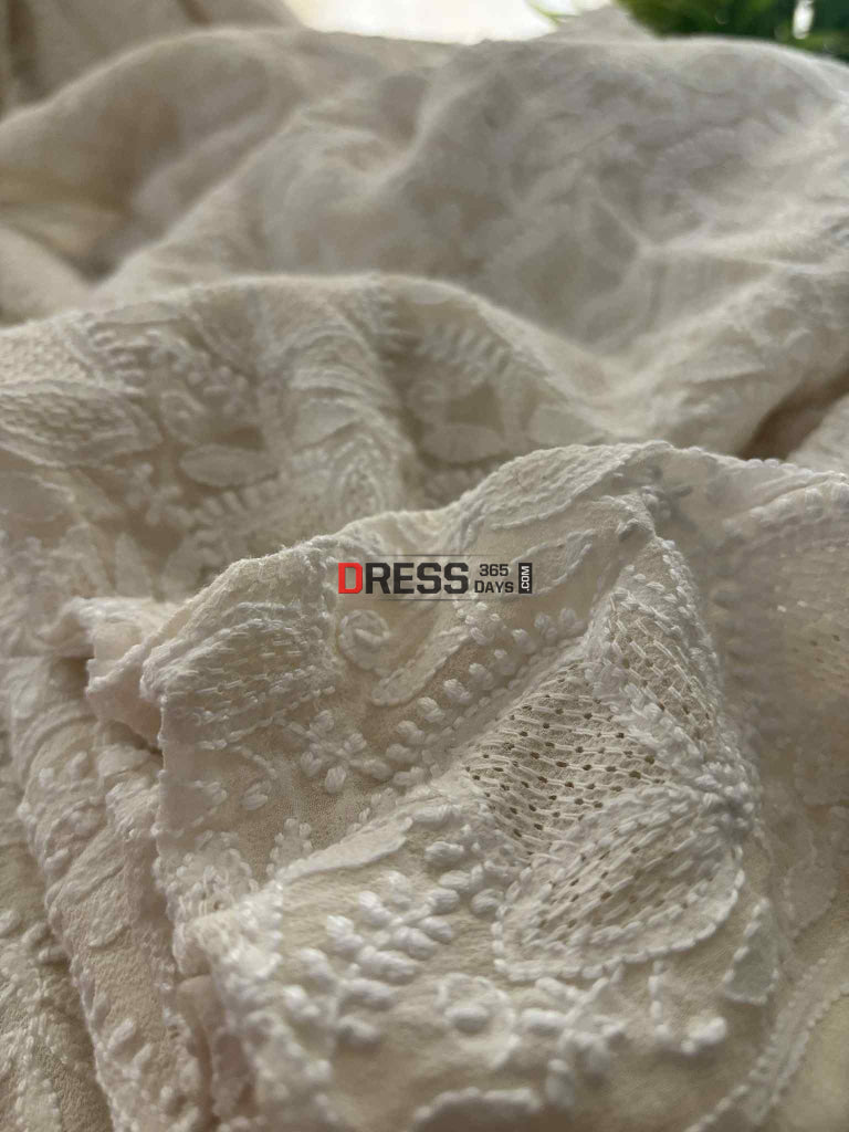 Ivory White Hand Jaali Chikankari Lehenga Set Chikankari Lehenga