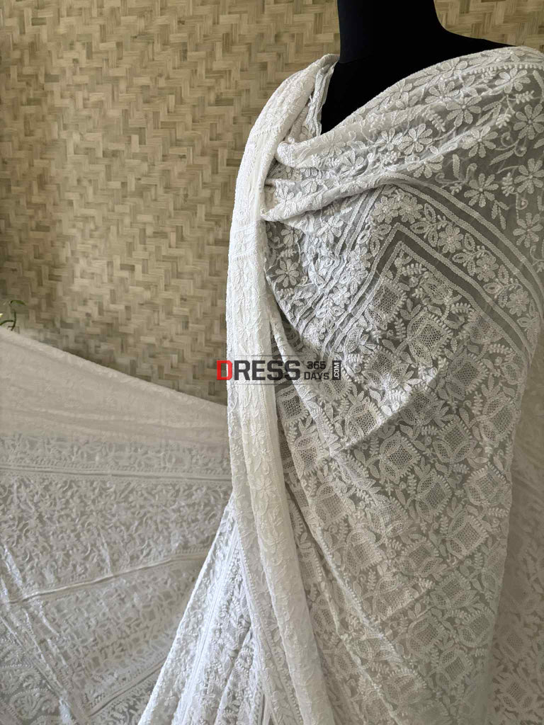 Ivory White Hand Jaali Chikankari Lehenga Set Chikankari Lehenga