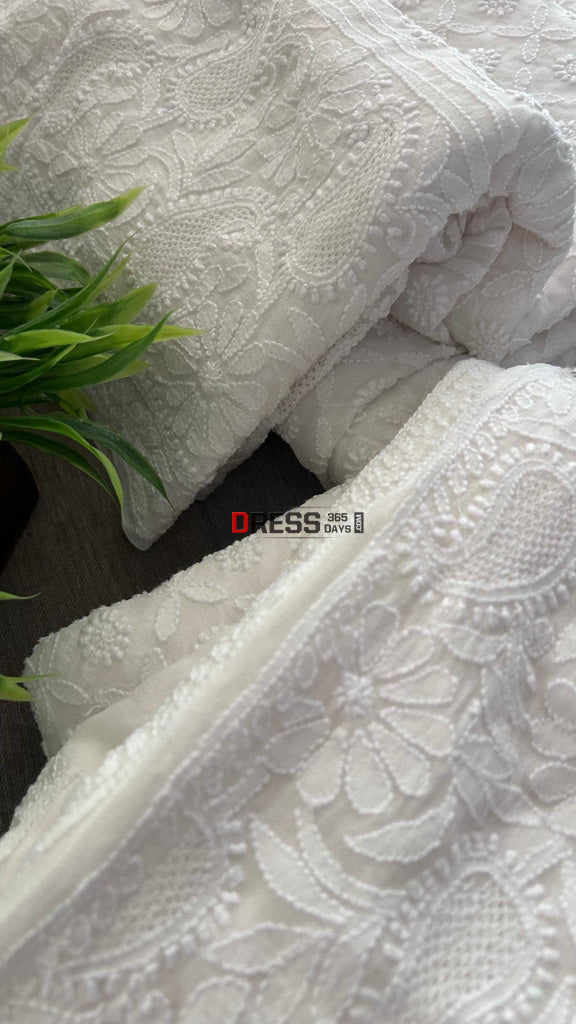 Ivory White Hand Jaali Chikankari Lehenga Set Chikankari Lehenga