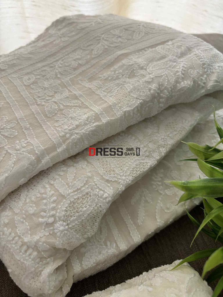 Ivory White Hand Jaali Chikankari Lehenga Set Chikankari Lehenga