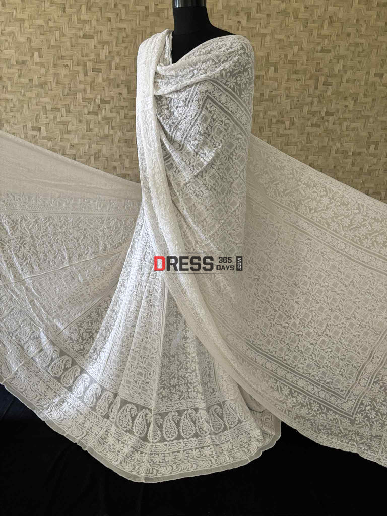 Ivory White Hand Jaali Chikankari Lehenga Set Chikankari Lehenga