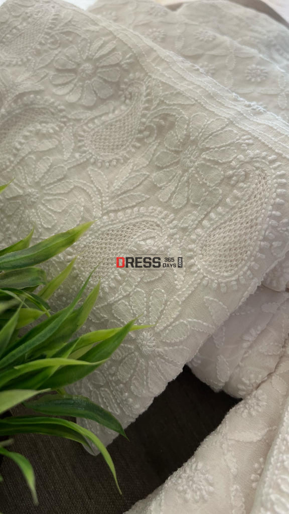 Ivory White Hand Jaali Chikankari Lehenga Set Chikankari Lehenga