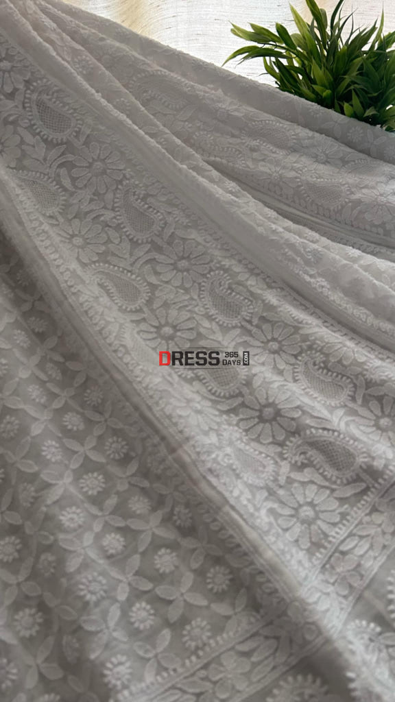 Ivory White Hand Jaali Chikankari Lehenga Set Chikankari Lehenga