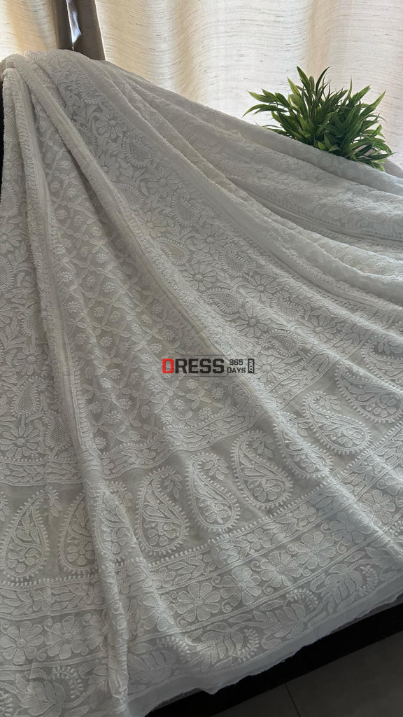 Ivory White Hand Jaali Chikankari Lehenga Set Chikankari Lehenga