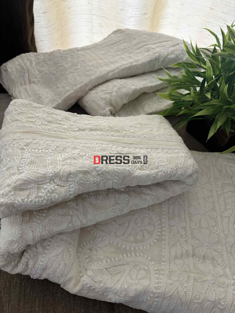 Ivory White Hand Jaali Chikankari Lehenga Set Chikankari Lehenga