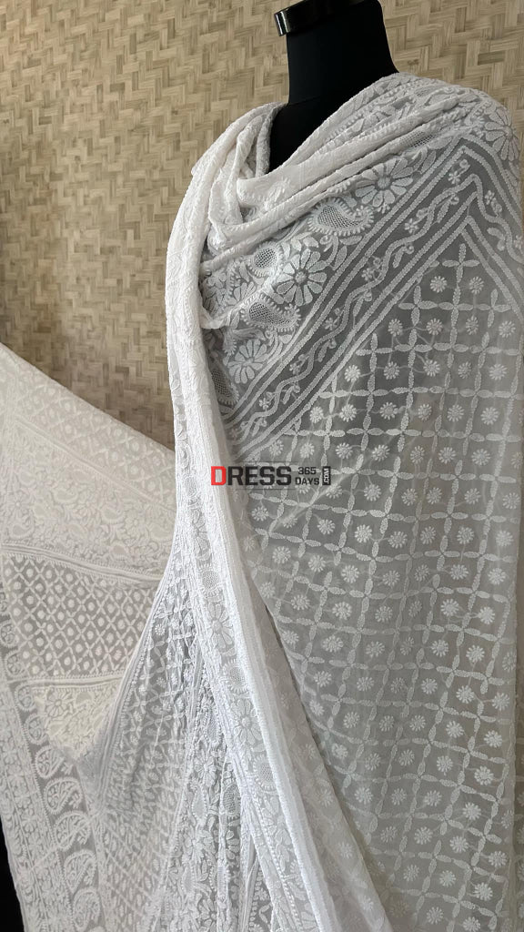 Ivory White Hand Jaali Chikankari Lehenga Set Chikankari Lehenga