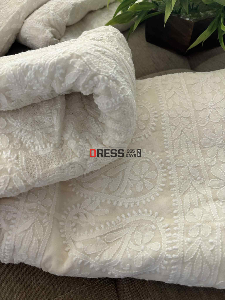 Ivory White Hand Jaali Chikankari Lehenga Set Chikankari Lehenga