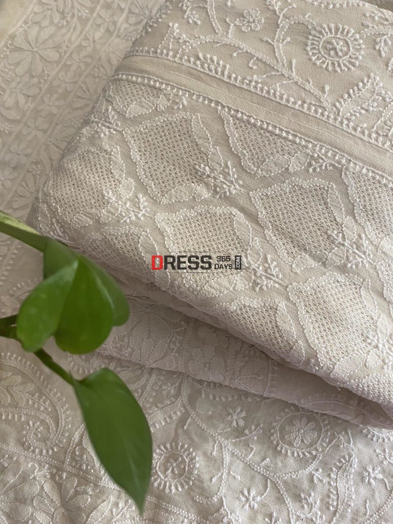 Ivory White Hand Jaali Chikankari Lehenga Set